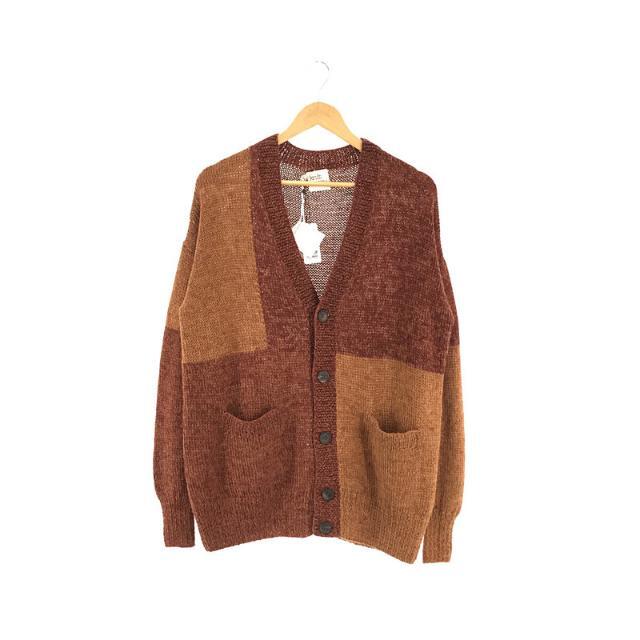 【新品】  KNIT BRARY / ニットブラリー | バイカラー ニットカーディガン | M | ブラウン | メンズ