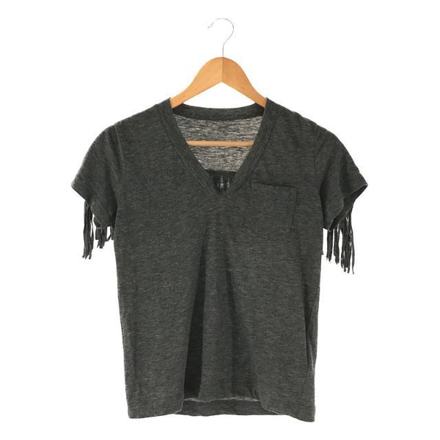 sacai - sacai / サカイ | バックフリンジ ソフトVネックカットソー T ... sacai フリンジ付きTシャツ