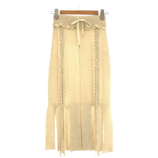 【美品】  malamute / マラミュート | 2020AW | braid slit skirt ニット スリット ロングスカート | S | ナチュラル | レディース