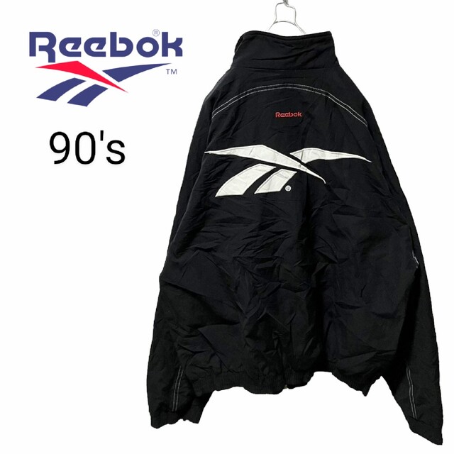 【Reebok】90's ビッグロゴ刺繍 ナイロンジャケット A-246リーボック○カラー
