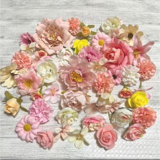 NO 0122-04 造花 花材 まとめ売り ハンドメイド 素材 セット　ピンク(各種パーツ)