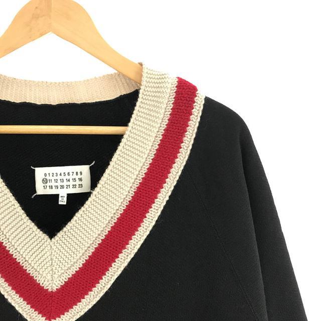 【美品】 Maison Margiela / メゾンマルジェラ | 2020 | オーバーサイズ Vネックニット 切替 スウェット トレーナー | 46 | ブラック | メンズ 【美品】 Maison Margiela / メゾンマルジェラ | 2020 | オーバーサイズ Vネックニット 切替 スウェット トレーナー | 46 | ブラック | メンズ