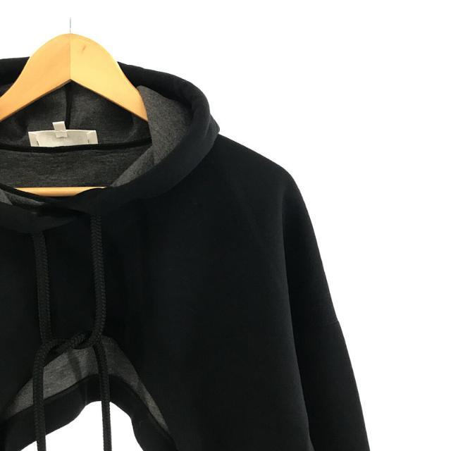 【美品】  ENFOLD / エンフォルド | CUT AND SEWN カーブクロップドフーディPARKA パーカー | 38 | ブラック | レディース