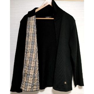 バーバリーブラックレーベル(BURBERRY BLACK LABEL)の【極美品】バーバリーブラックレーベル　フルジップセーター黒　Size3(L相当)(ニット/セーター)