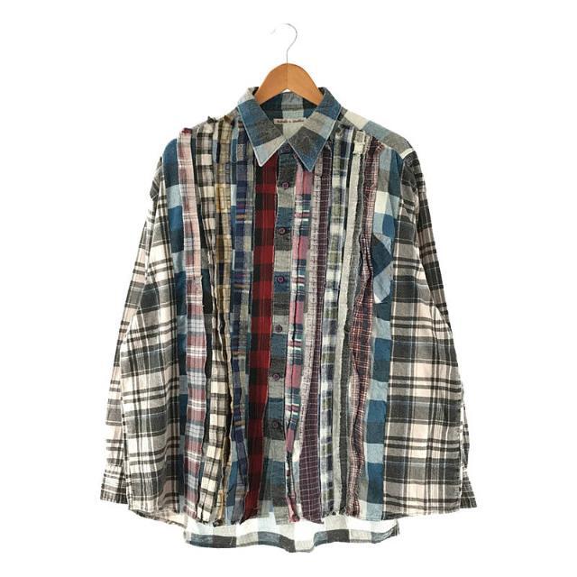 Rebuild by Needles / リビルドバイニードルス | 2022AW Flannnel Shirt ->Ribbon Wide Shirtl LQ312 再構築 リボン ワイド シャツ | ‐ | ブルー | メンズトップス