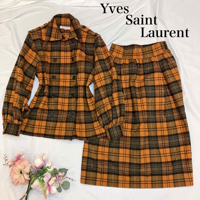 イブサンローラン Yves Saint Laurent チェック柄 セットアップ 大人の ...