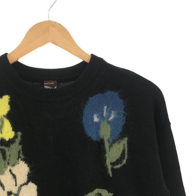 【美品】 Paul Smith / ポールスミス | 2020AW | フラワージャガード クルーネックニット | M | ブラック | メンズ Paul Smith ポールスミス 裾袖柄入り 黒 長袖 ニット メンズ M