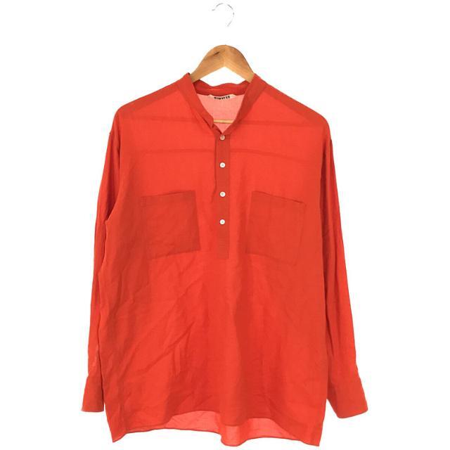 AURALEE / オーラリー | 2020SS SHUTTLE GEORGETTE CLOTH P/O SHIRTS コットン バンドカラー プルオーバー シャツ | 3 | オレンジ | メンズ