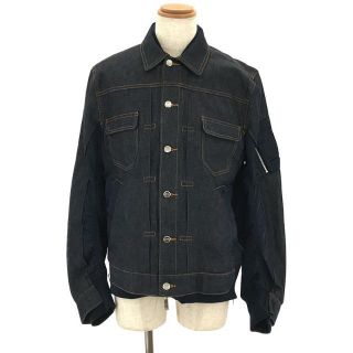 サカイ(sacai)の【美品】  sacai / サカイ | 2021SS A.P.C. アーペーセー コラボ MA-1 eimi denim jacket 異素材 ドッキング デニム フライト ボンバー ジャケット ブルゾン サイドジップスリット | M | インディゴ/ネイビー | メンズ(その他)