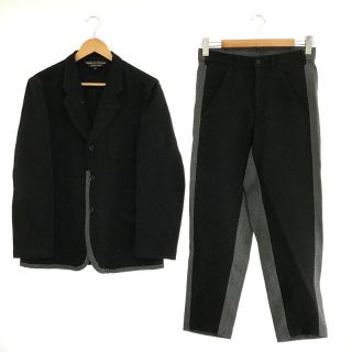 コムデギャルソンオムプリュス(COMME des GARCONS HOMME PLUS)のCOMME des GARCONS HOMME PLUS / コムデギャルソンオムプリュス | トラッドの破壊 蛍光期 AD2001 2002SS セットアップ 格子柄 ヘリンボーン 切替 3B テーラード ジャケット / スラックス パンツ | S | ブラック/グレー | メンズ(その他)