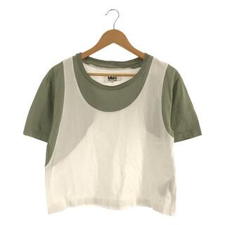 MM6 Maison Margiela / エムエムシックスメゾンマルジェラ | タンクトップ 切替 Tシャツ カットソー | XS | ホワイト/グリーン | レディース(Tシャツ(半袖/袖なし))