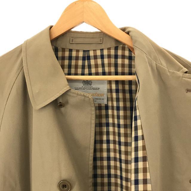 AQUASCUTUM / アクアスキュータム | 80s ～ 90s VINTAGE 英国製 Aqua 5 コットン ギャバジン 裏地 クラブチェック  ステンカラー バルマカン コート | 36 | ベージュ | メンズ