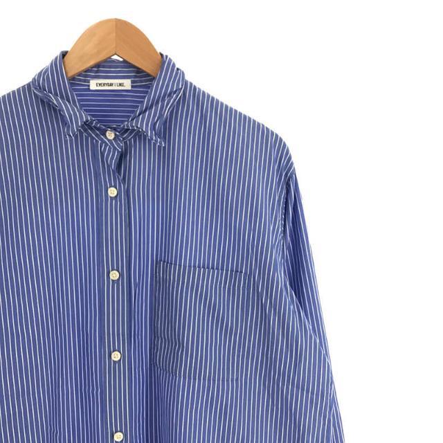 Deuxieme Classe Blue×Whiteストライプコットンshirt