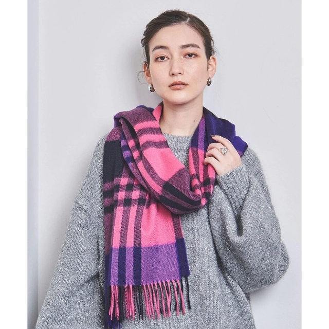 レッド系 新品□Joshua Ellis カシミヤ大判ストール ジョシュアエリス