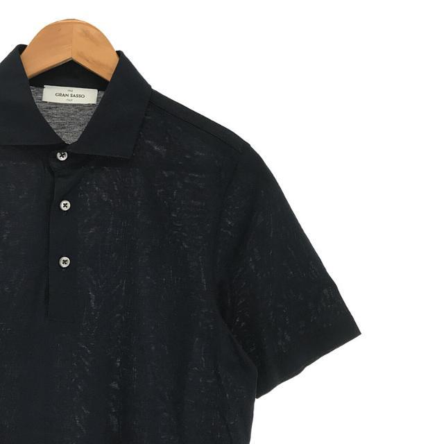 【美品】 Gran Sasso / グランサッソ | イタリア製 マーセライズ コットン シルケット 加工 ポロ シャツ | 46 | ネイビー |  メンズ