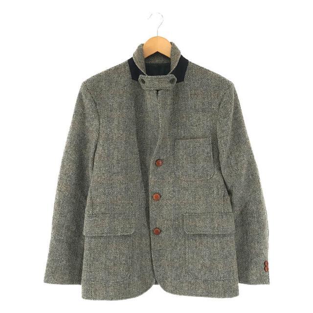 【美品】  MAISON KITSUNE / メゾンキツネ | × HARRIS TWEED / ハリスツイード 別注 フランス製 チンストラップ付き クルミボタン ウール 3B シングル テーラード ジャケット | 46 | グレー | メンズ