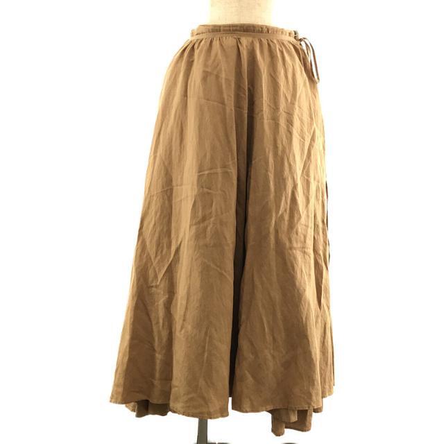 suzuki takayuki(スズキタカユキ)のsuzuki takayuki / スズキタカユキ | long skirt リヨセル リネン コットン ラップ ギャザー ロング スカート | ベージュ | レディース レディースのスカート(ロングスカート)の商品写真