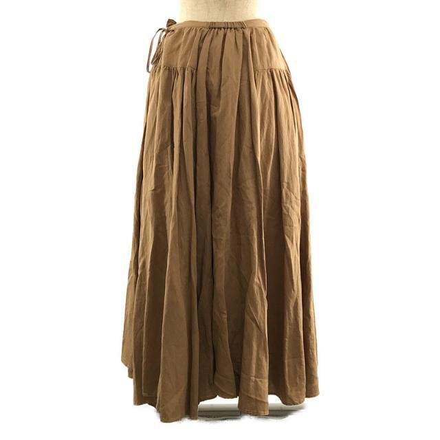 suzuki takayuki(スズキタカユキ)のsuzuki takayuki / スズキタカユキ | long skirt リヨセル リネン コットン ラップ ギャザー ロング スカート | ベージュ | レディース レディースのスカート(ロングスカート)の商品写真