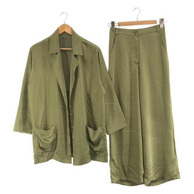 【美品】  MARTE / マルテ | Silky Over Jacket / Wide Pants シルキー セットアップ | グリーン | レディース