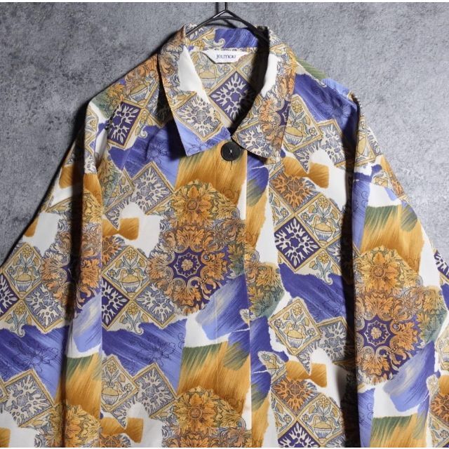 vintage アーティスティック　花柄　総柄　デザイン　長袖　ロングシャツ メンズのトップス(シャツ)の商品写真