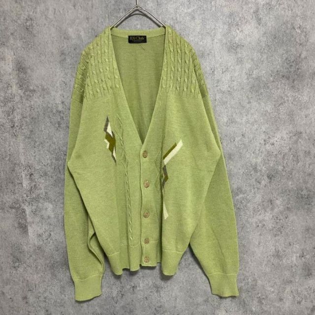 90s vintage 柄 L 古着 カーディガン A3 メンズ 個性派 ニット