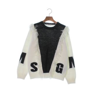 MSGM KIDS エムエスジイエム　キッズ ニット 14Y 白x黒 【古着】【中古】(ニット)