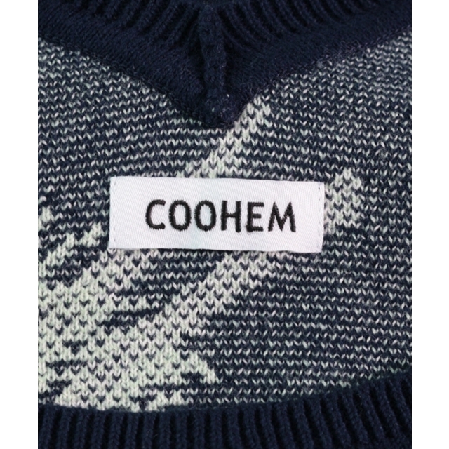 COOHEM(コーヘン)のCoohem コーヘン ベスト M 紺xベージュx緑(総柄) 【古着】【中古】 レディースのトップス(ベスト/ジレ)の商品写真