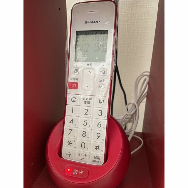 SHARP - ★シャープ 電話機 コードレス 子機1台タイプ 迷惑電話機拒否機能 赤