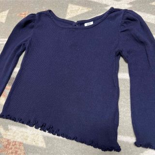 ベビーギャップ(babyGAP)の子供服どんどん出品❣️babyGAP  カットソー　リブ　裾フリル　ネイビー　(シャツ/カットソー)