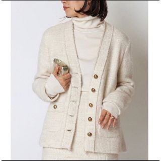 ドゥーズィエムクラス(DEUXIEME CLASSE)の専用TWEED カーディガンジャケット WHT(DEU)(ノーカラージャケット)