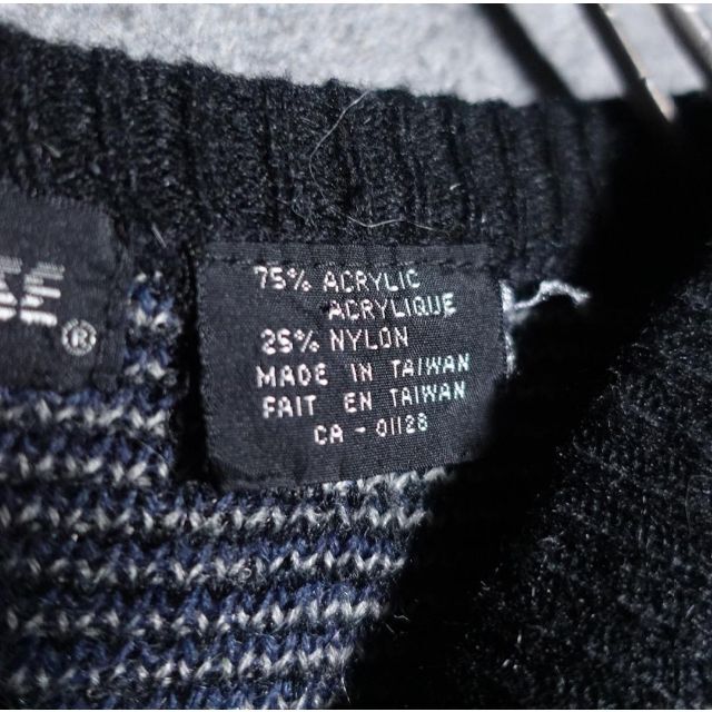 vintage ブラック　人魂　炎　フレイム　総柄　デザイン　ニット　セーター メンズのトップス(ニット/セーター)の商品写真