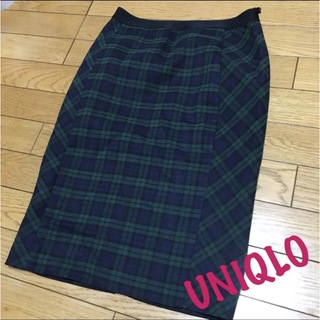 ユニクロ(UNIQLO)のロングスカート　チェックスカート(ひざ丈スカート)