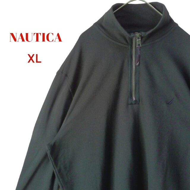 NAUTICA(ノーティカ)の90S古着nauticaノーティカスウェットハーフジップむしあお色　メンズXL メンズのトップス(スウェット)の商品写真