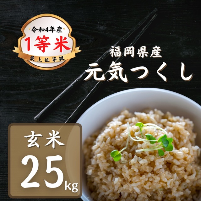 玄米 元気つくし25kg 新米 1等米 厳選米 令和4年 福岡県産 お米 安い福岡県産品種