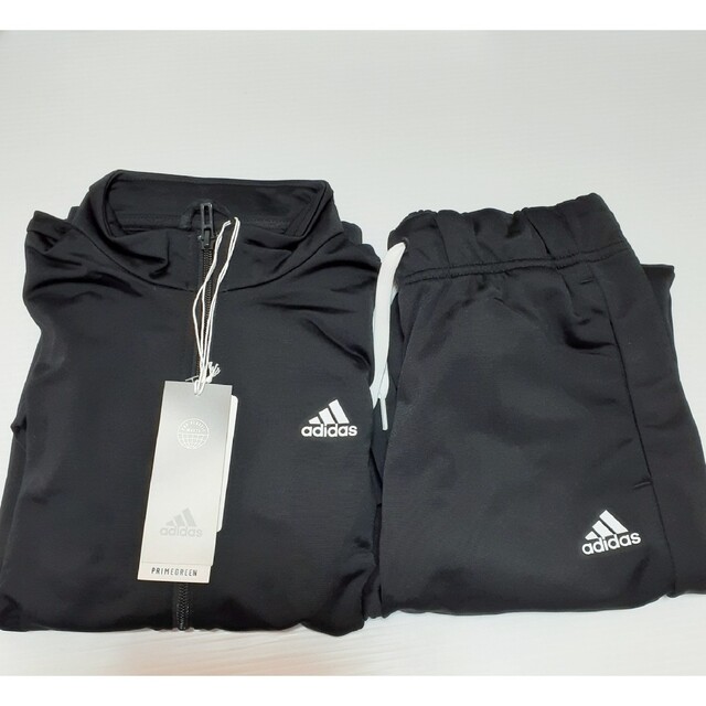 adidas(アディダス)の新品未使用 キッズ120 アディダス ジャージ 上下セット ブラック 黒 キッズ/ベビー/マタニティのキッズ服男の子用(90cm~)(その他)の商品写真