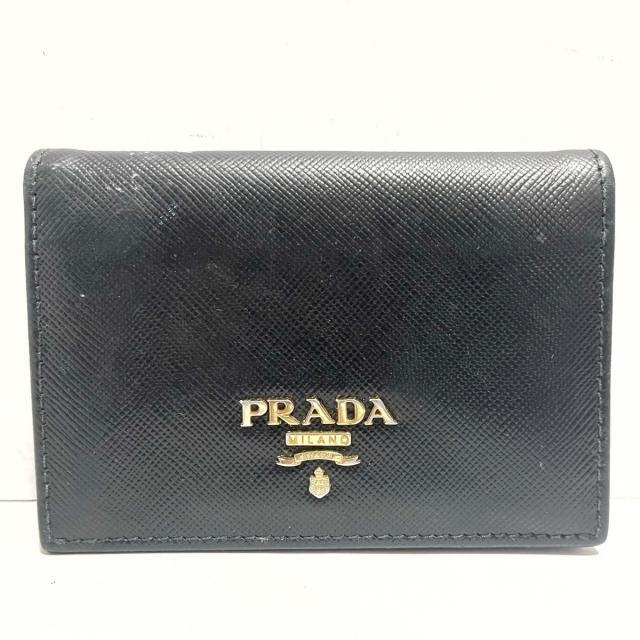 PRADA(プラダ) 2つ折り財布 - 黒×ゴールド labellaempresas.com.br
