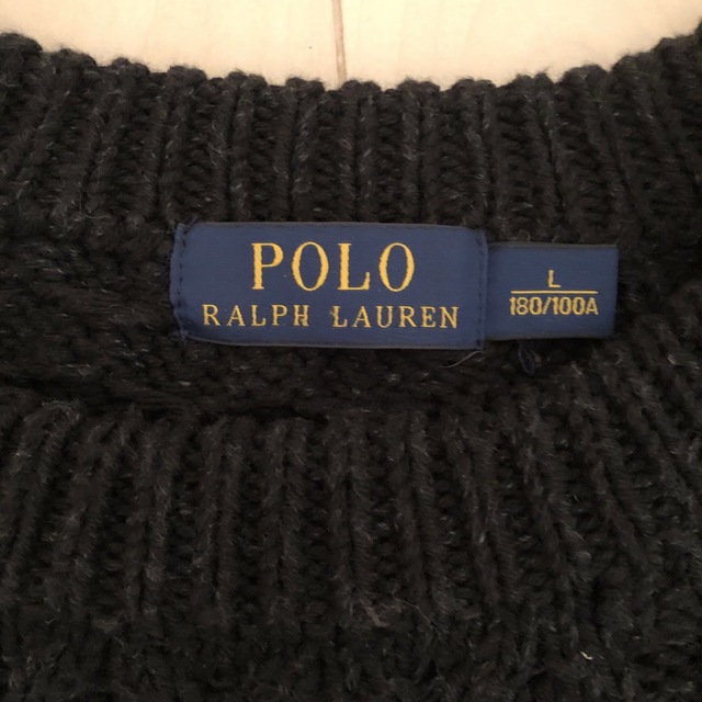 POLO RALPH LAUREN(ポロラルフローレン)のラルフローレン　コットンセーターサイズL 紺 メンズのトップス(ニット/セーター)の商品写真