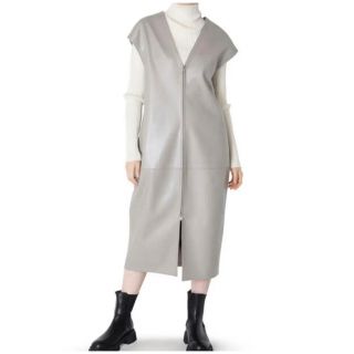 ルシェルブルー(LE CIEL BLEU)のルシェルブルー　Faux Leather Gilet Dress ワンピース(ロングワンピース/マキシワンピース)