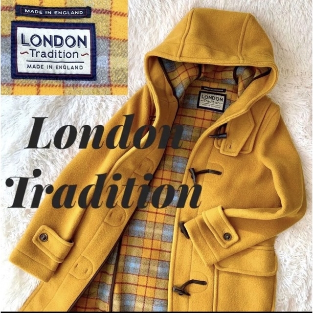 英国製　LONDONTRADITION　ダッフルコート　チェック　ウール　34