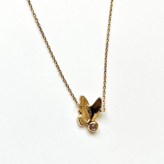 【STAR JEWELRY】バタフライ ネックレス K10 アメジスト エナメル 1