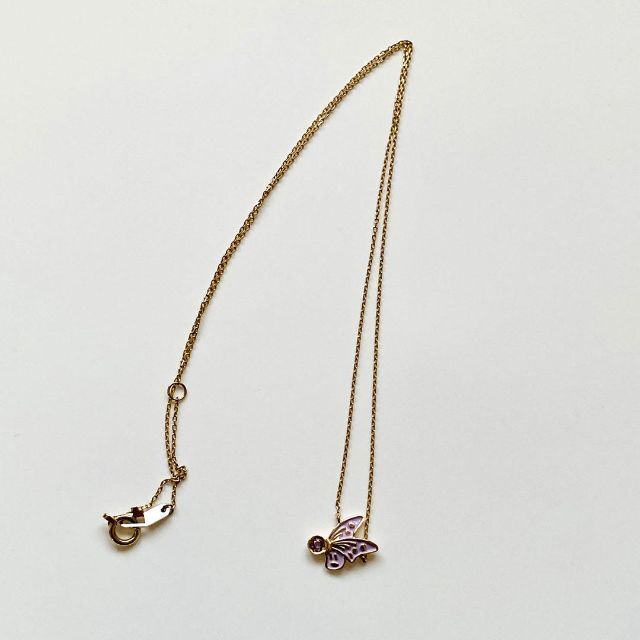 【STAR JEWELRY】バタフライ ネックレス K10 アメジスト エナメル 2