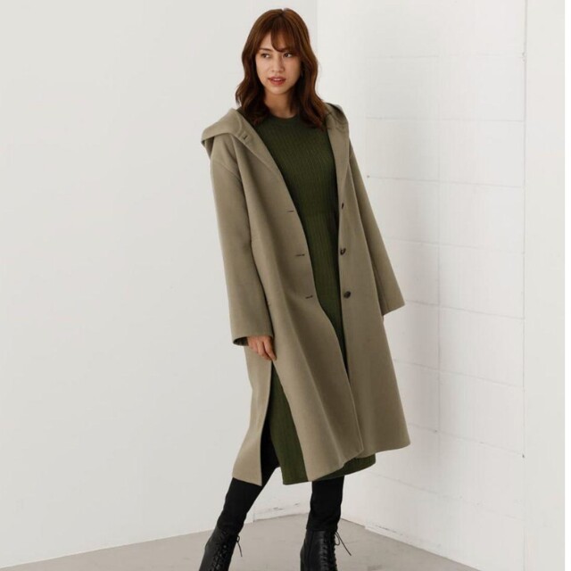 moussy ロングコート　カーキ