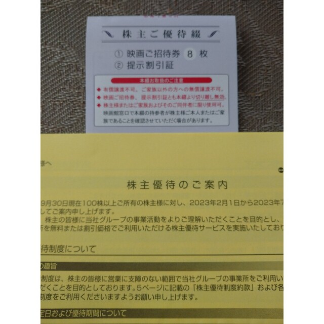 テアトル 株主映画招待券 ８枚綴 チケットの優待券/割引券(その他)の商品写真