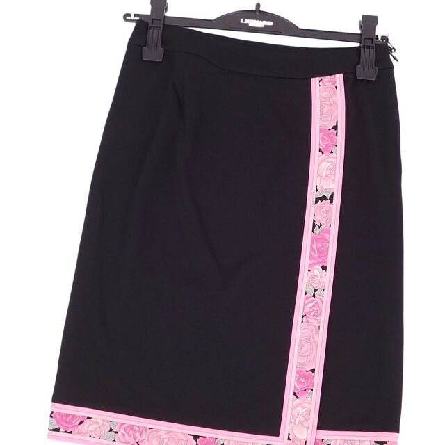 極美品 レオナール LEONARD FASHION スカート 花柄 ジャージー ボトムス レディース 36(S相当) ブラック/ピンク 1
