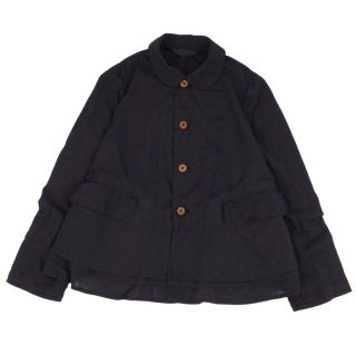 秋冬春付属品美品 コムデギャルソン COMME des GARCONS コムコム ジャケット ブルゾン ノーカラー スプリングホック 無地 アウター レディース S ブラック