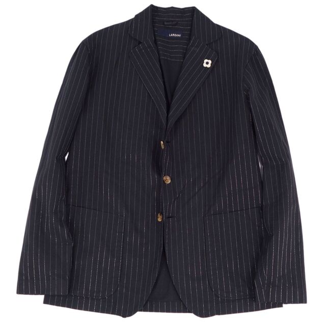 美品 ラルディーニ LARDINI ジャケット テーラードジャケット ストライプ コットン アウター メンズ M ダークネイビー