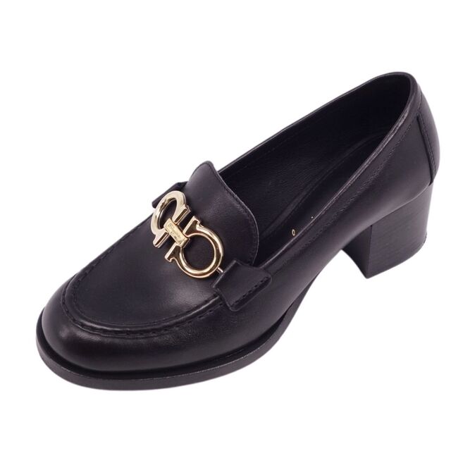 美品 サルヴァトーレ フェラガモ Salvatore Ferragamo ローファー パンプス ガンチーニ カーフレザー シューズ 5D(22.5cm相当) ブラック | フリマアプリ ラクマ