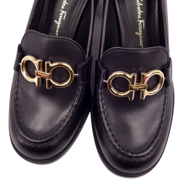 美品 サルヴァトーレ フェラガモ Salvatore Ferragamo ローファー パンプス ガンチーニ カーフレザー シューズ 5D(22.5cm相当) ブラック