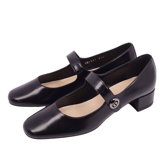 未使用 クリスチャンディオール Christian Dior パンプス ブラッシュドカーフスキン シューズ レザー ヒール レディース 靴  37.5(24.5cm相当) ブラック