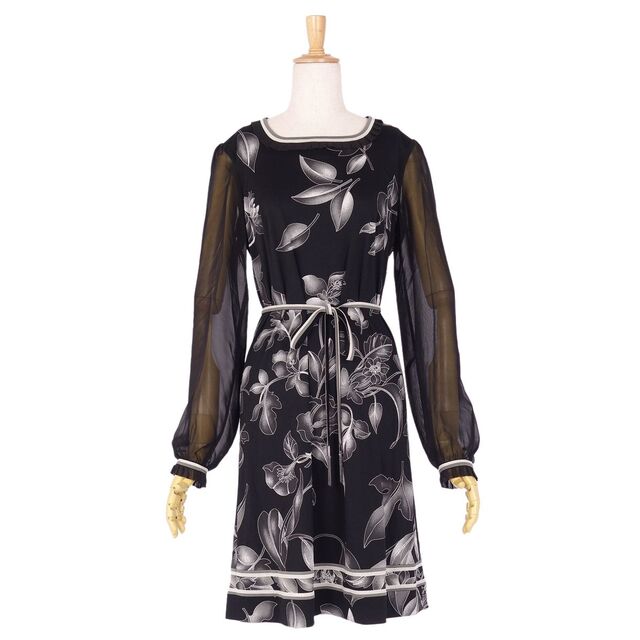 美品 レオナール LEONARD FASHION ワンピース ドレス ジャージー 袖